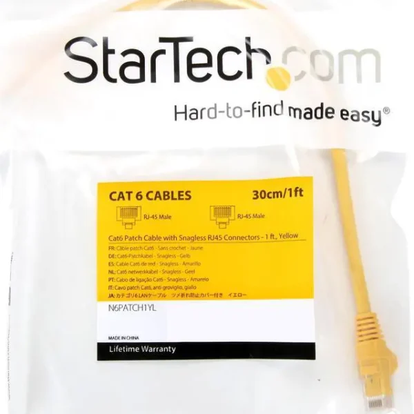 Cable de Red 30cm Amarillo Cat6 RJ45