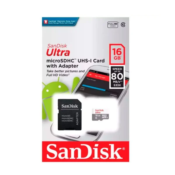 SANDISK ULTRA MICRO SD HC 16GB CLASS 10