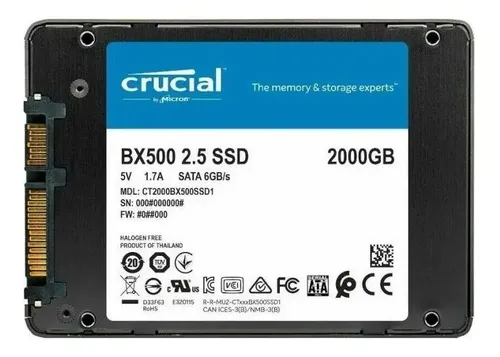 Crucial BX500 2000GB SATA 2.5 inch SSD