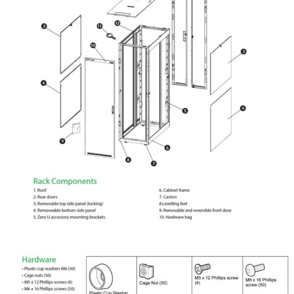EASY RACK 600MM/42U/1200MM WITH ROOF SID
